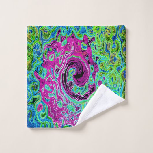 Tourbillon rétro Super rose et bleu chaud (Gant de toilette)