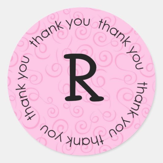Tourbillon rose initial merci sticker (#LABL 005) (Devant)