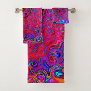Tourbillon Rouge et Violet Abstrait Rétro Liquide