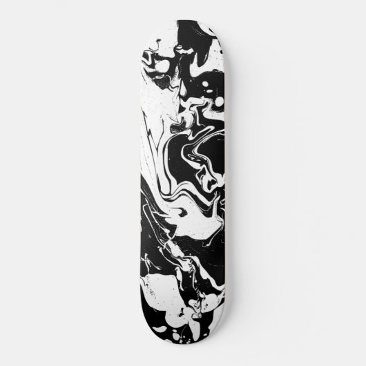 Tourbillons abstraits noirs et blancs - skateboard (Recto)