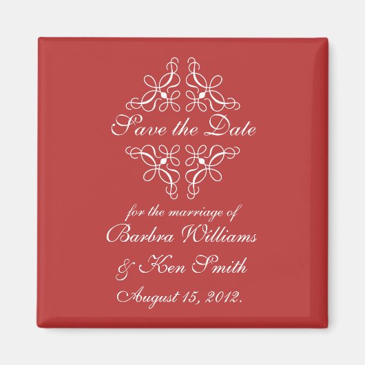 Tourbillons en rouge bonbon Magnet de Save The Dat (Devant)