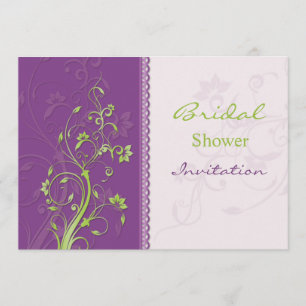 Tourbillons floraux pourpres et verts Invitation F