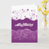Tourbillons floraux violets joyeuse carte d'annive (Fleur jaune)