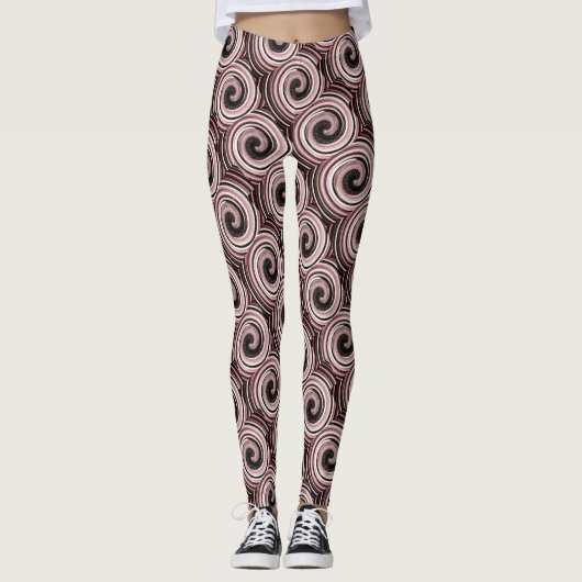tourbillons roses et noirs leggings contemporains  (Devant)