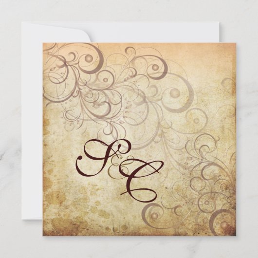 Tourbillons Vintages/Faux-parchemin Invitations de (Devant)