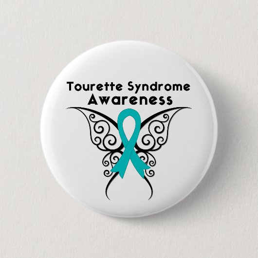 Tourette Syndrome Awareness Tattoo Butterfly Ronde Button 5,7 Cm (Voorkant)