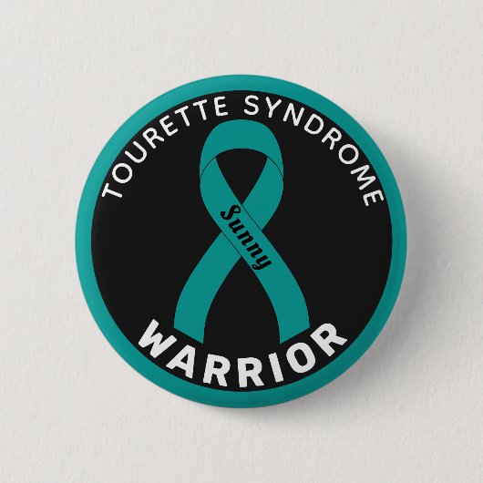 Tourette Syndrome Warrior Ribbon Black Button (Voorkant)