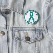 Tourette Syndrome Warrior Ribbon White Button (In situ)