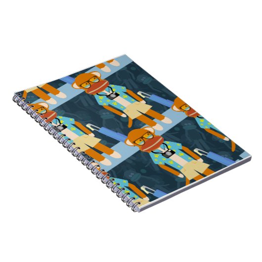Tourist Sock Monkey Pattern Notitieboek (Rechterzijde)