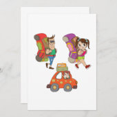 Touristes Avec Sacs À Dos Invitation Voyageurs (Devant / Derrière)