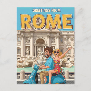 Touristes sur Vespa à Rome Italie Carte postale