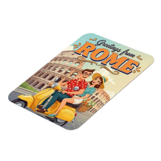 Tourists on Vespa in Rome Italy Postcard Magneet (Linkerzijde)