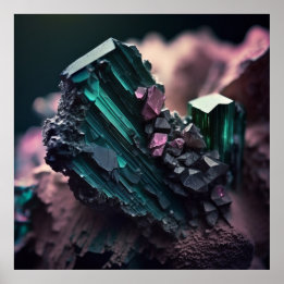Tourmaline Ore Macro Poster - Pegmatite Deposito P