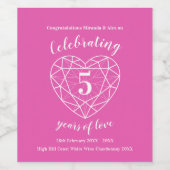 Tourmaline rose anniversaire 5 ans vin étiquettes (Étiquettes simples)