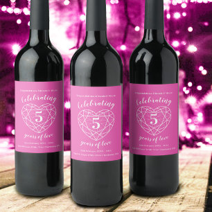Tourmaline rose anniversaire 5 ans vin étiquettes