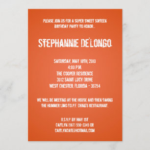 Tourne-disque orange de 5x7 DJ invitation de 16