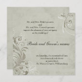 Tourne vintage beige faire-part de mariage (Devant / Derrière)