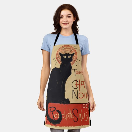 Tournee du Chat Noir  Zwart Cat Art Nouveau Schort (Gedragen)