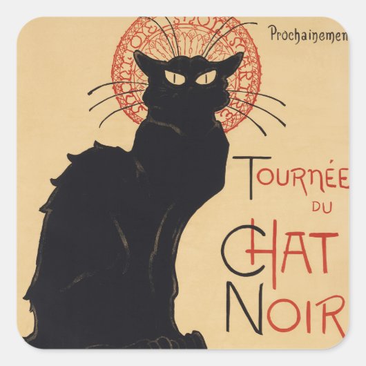 Tournee du Chat Noir Zwart Cat Art Nouveau Vierkante Sticker (Voorkant)