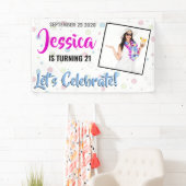 Tourner 21 bannière d'anniversaire rose, bleu et v (En situation)