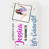 Tourner 21 bannière d'anniversaire rose, bleu et v (Vertical)