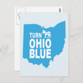 Tourner carte postale bleu Ohio | État de vote pro (Devant / Derrière)