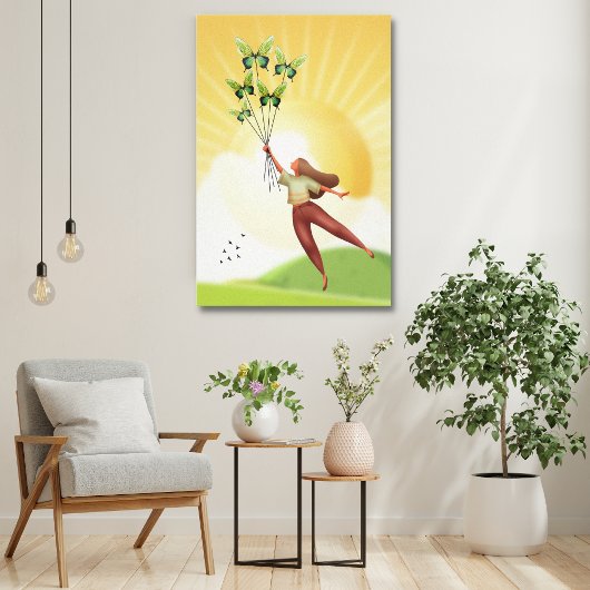 Tourner | Fille aux papillons Toile d'art