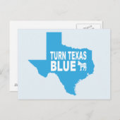 Tourner la carte postale bleue Texas | Vote démocr (Devant / Derrière)