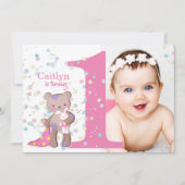 Tourner un rose bébé photo Anniversaire Invitation (Devant)