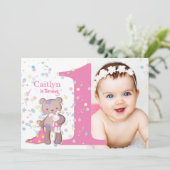 Tourner un rose bébé photo Anniversaire Invitation (Debout devant)