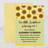 Tournesol 1er anniversaire invitations tournant un (Devant / Derrière)