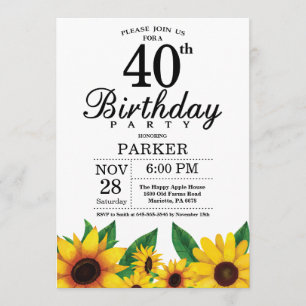 Tournesol 40e anniversaire Invitation