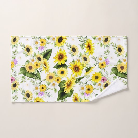 Tournesol à l'aquarelle 7 (Serviette à main)