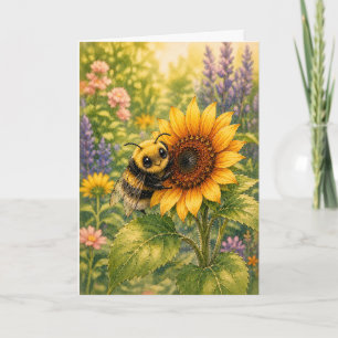 Tournesol Aquarelle Bourdonnement Cachottier Carte