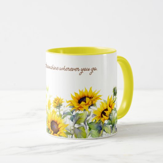 Tournesol Aquarelle Imprimer Tasse de café de voya (Devant droit)