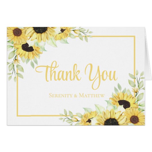 Tournesol Aquarelle Mariage Floral Merci (Devant Horizontal)