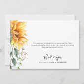 Tournesol aquarelle merci (Dos)