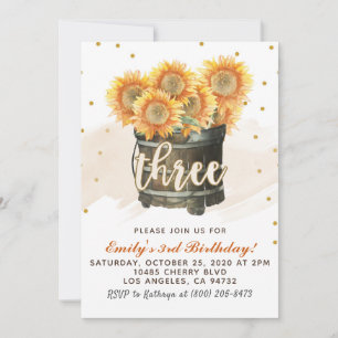 Tournesol Automne 3ème anniversaire Invitation