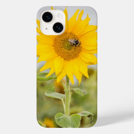 Tournesol avec abeille iPhone 14 coque (Verso)