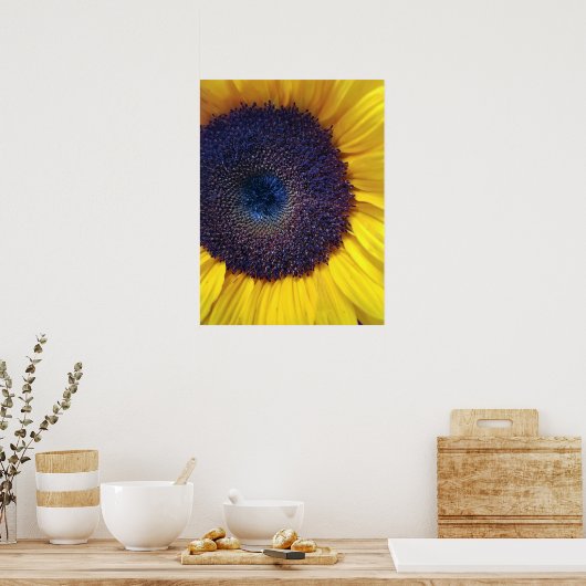 Tournesol avec le centre bleu Affiche de fermeture (Cuisine)
