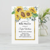 tournesol, baby shower floral, invitation (Debout devant)