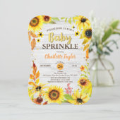 Tournesol bébé saupoudrée invitation bois rustique (Debout devant)