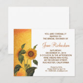 tournesol belles invitations de douche nuptiale (Devant / Derrière)