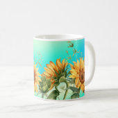 Tournesol bleu jaune café Mug (Devant droit)