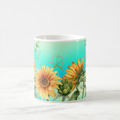 Tournesol bleu jaune café Mug (Centre)