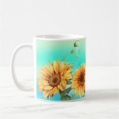 Tournesol bleu jaune café Mug (Gauche)