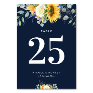 tournesol bleu marine mariage Numéro de table