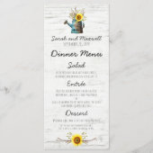 Tournesol & Bois rustique Menu Mariage Dîner (Devant)