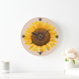 Tournesol Bumble Bee Peachy Horloge murale