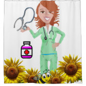 Tournesol Bumblebee Infirmière Douche rideau (Devant)
